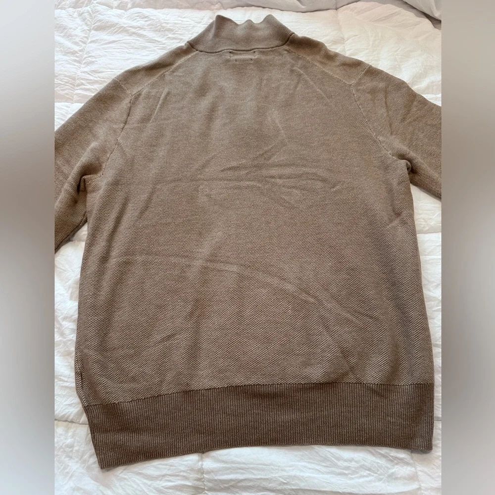Polo Ralph Lauren Sweater Mens Small Brown Quarter Zip Waffle Knit Pullover - Picture 4 of 4